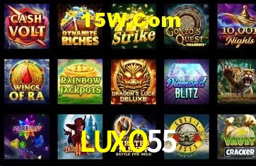 Tela de boas-vindas e lobby de jogos do aplicativo LUXO55